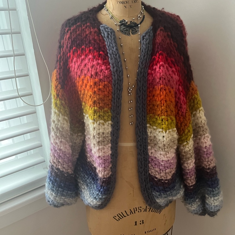 Maiami Red and Pink Cardigan Sweater